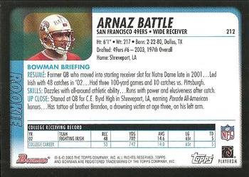 2003 Bowman #212 Arnaz Battle Back