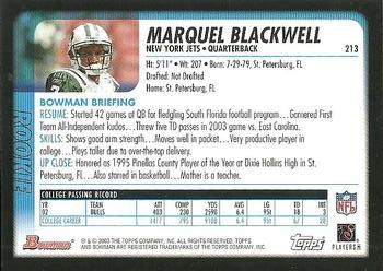 2003 Bowman #213 Marquel Blackwell Back