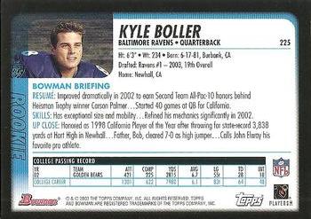 2003 Bowman #225 Kyle Boller Back