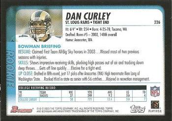2003 Bowman #226 Dan Curley Back