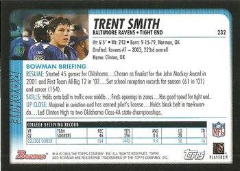 2003 Bowman #232 Trent Smith Back