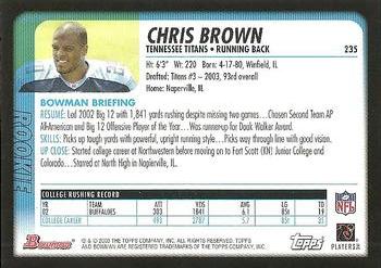 2003 Bowman #235 Chris Brown Back