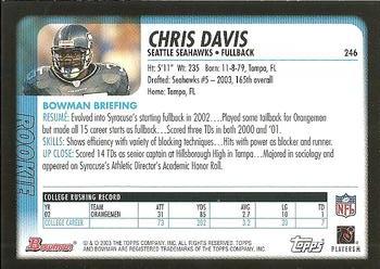 2003 Bowman #246 Chris Davis Back