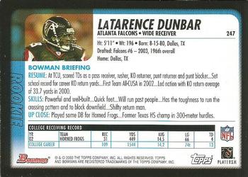 2003 Bowman #247 LaTarence Dunbar Back