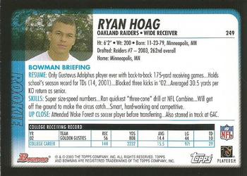 2003 Bowman #249 Ryan Hoag Back