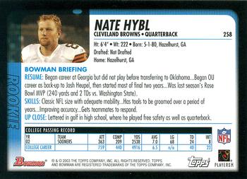 2003 Bowman #258 Nate Hybl Back