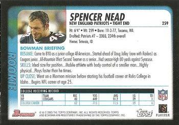 2003 Bowman #259 Spencer Nead Back