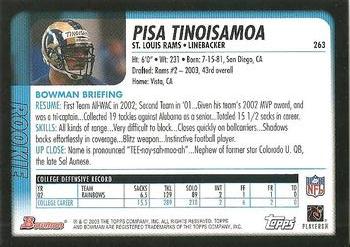 2003 Bowman #263 Pisa Tinoisamoa Back