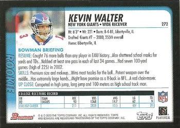 2003 Bowman #272 Kevin Walter Back