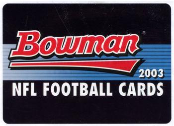 2003 Bowman #NNO Set Sticker Front