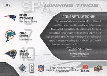 2008 SPx - Winning Trios 99 #WT2 Marc Bulger / Chad Henne / Kevin O'Connell Back