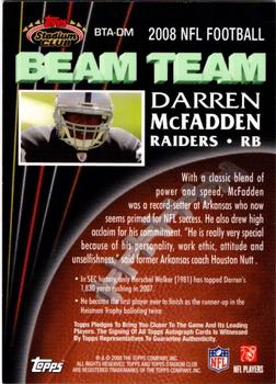 2008 Stadium Club - Beam Team Autographs #BTA-DM Darren McFadden Back