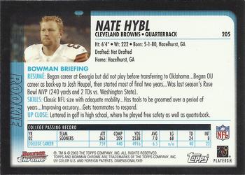 2003 Bowman Chrome #205 Nate Hybl Back