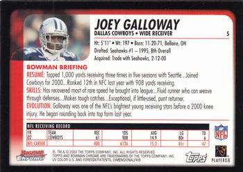 2003 Bowman Chrome #5 Joey Galloway Back