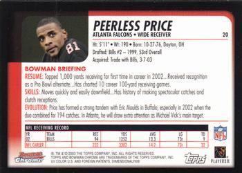 2003 Bowman Chrome #20 Peerless Price Back