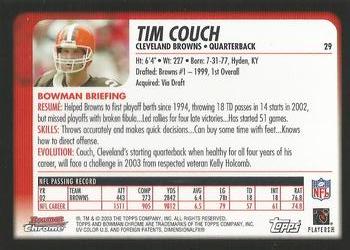 2003 Bowman Chrome #29 Tim Couch Back