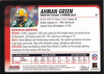 2003 Bowman Chrome #67 Ahman Green Back