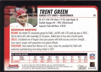 2003 Bowman Chrome #70 Trent Green Back