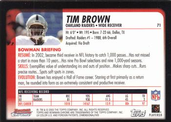 2003 Bowman Chrome #71 Tim Brown Back