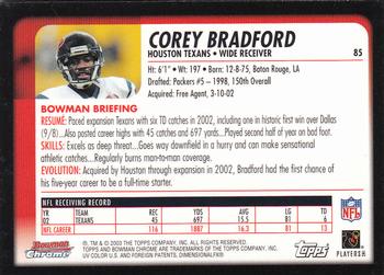 2003 Bowman Chrome #85 Corey Bradford Back