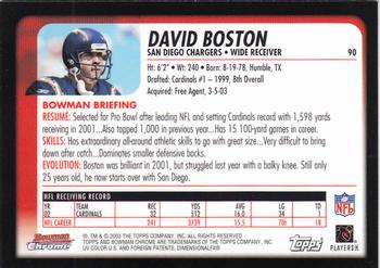 2003 Bowman Chrome #90 David Boston Back