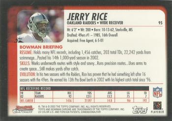 2003 Bowman Chrome #95 Jerry Rice Back