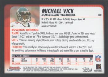 2003 Bowman Chrome #100 Michael Vick Back