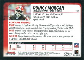 2003 Bowman Chrome #102 Quincy Morgan Back