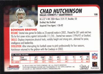 2003 Bowman Chrome #108 Chad Hutchinson Back