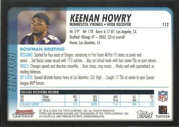 2003 Bowman Chrome #112 Keenan Howry Back