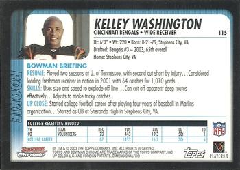 2003 Bowman Chrome #115 Kelley Washington Back