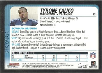 2003 Bowman Chrome #123 Tyrone Calico Back
