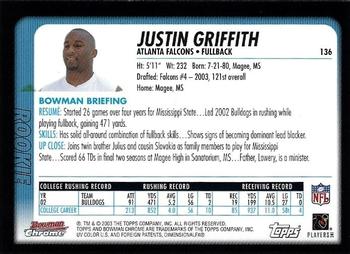 2003 Bowman Chrome #136 Justin Griffith Back