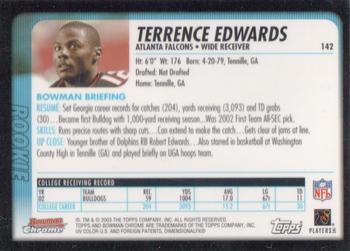 2003 Bowman Chrome #142 Terrence Edwards Back