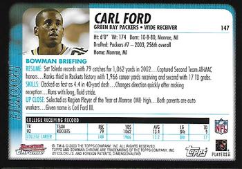 2003 Bowman Chrome #147 Carl Ford Back