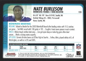 2003 Bowman Chrome #155 Nate Burleson Back