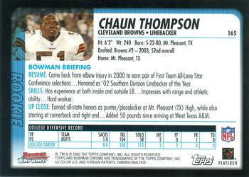 2003 Bowman Chrome #165 Chaun Thompson Back