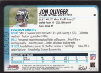 2003 Bowman Chrome #181 Jon Olinger Back
