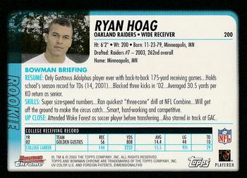 2003 Bowman Chrome #200 Ryan Hoag Back