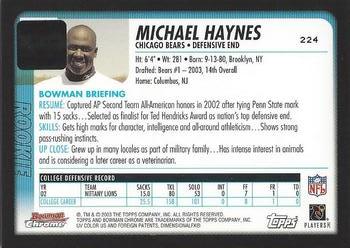 2003 Bowman Chrome #224 Michael Haynes Back