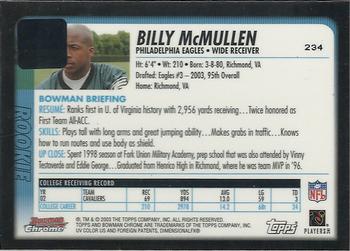 2003 Bowman Chrome #234 Billy McMullen Back