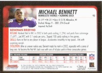 2003 Bowman Chrome #93 Michael Bennett Back