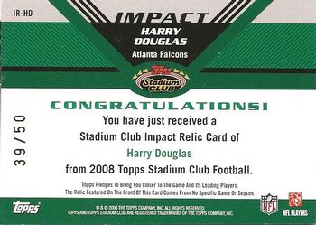 2008 Stadium Club - Impact Relics Gold #IR-HD Harry Douglas Back