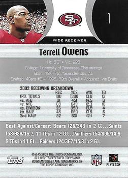 2003 Bowman's Best #1 Terrell Owens Back