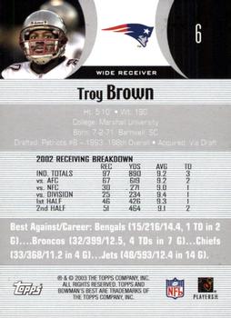 2003 Bowman's Best #6 Troy Brown Back