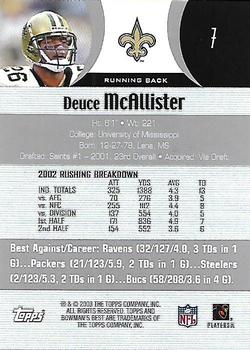 2003 Bowman's Best #7 Deuce McAllister Back