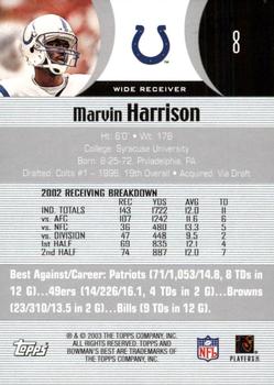 2003 Bowman's Best #8 Marvin Harrison Back