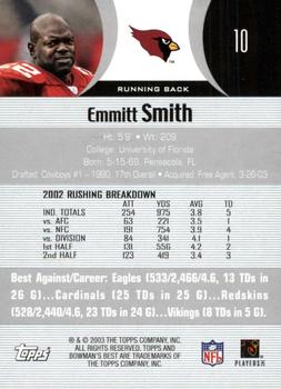 2003 Bowman's Best #10 Emmitt Smith Back