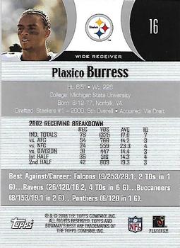 2003 Bowman's Best #16 Plaxico Burress Back