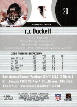 2003 Bowman's Best #20 T.J. Duckett Back